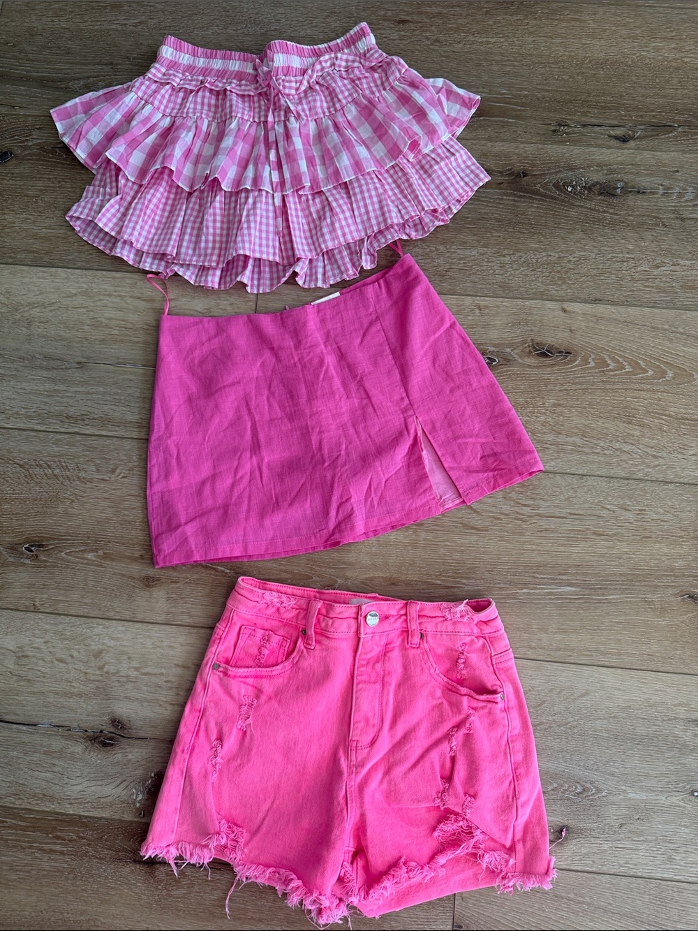 Women's Hot Pink TRIO 3 peace, pink, set, one short, two skorts all sz small